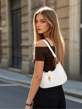 NWT KKXIU Classic White Shoulder Bag with Gold Hardware